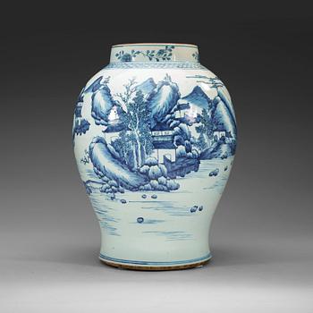 459. A large blue and white jar, Qing dynasty, Jiaqing (1796-1820).