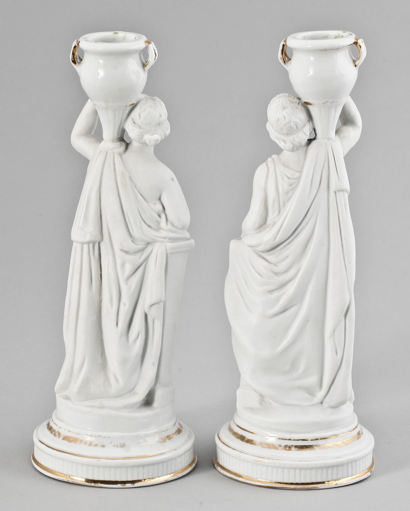 LJUSSTAKAR, ett par, parian, troligen Frankrike, 1800/1900-tal.