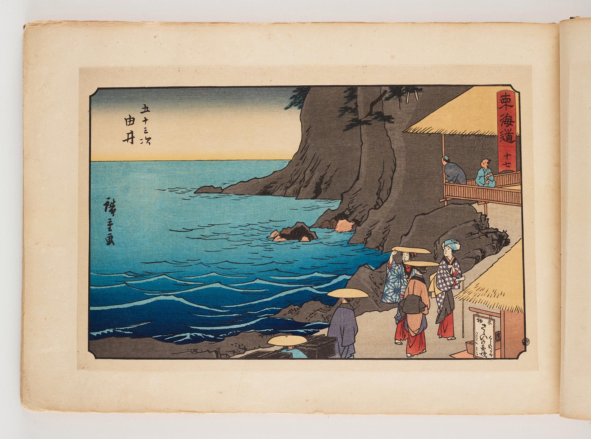 An album with Japanese woodblock prints after Ando Utagawa Hiroshige (1797-1858), mid 20th Century. (37 prints).