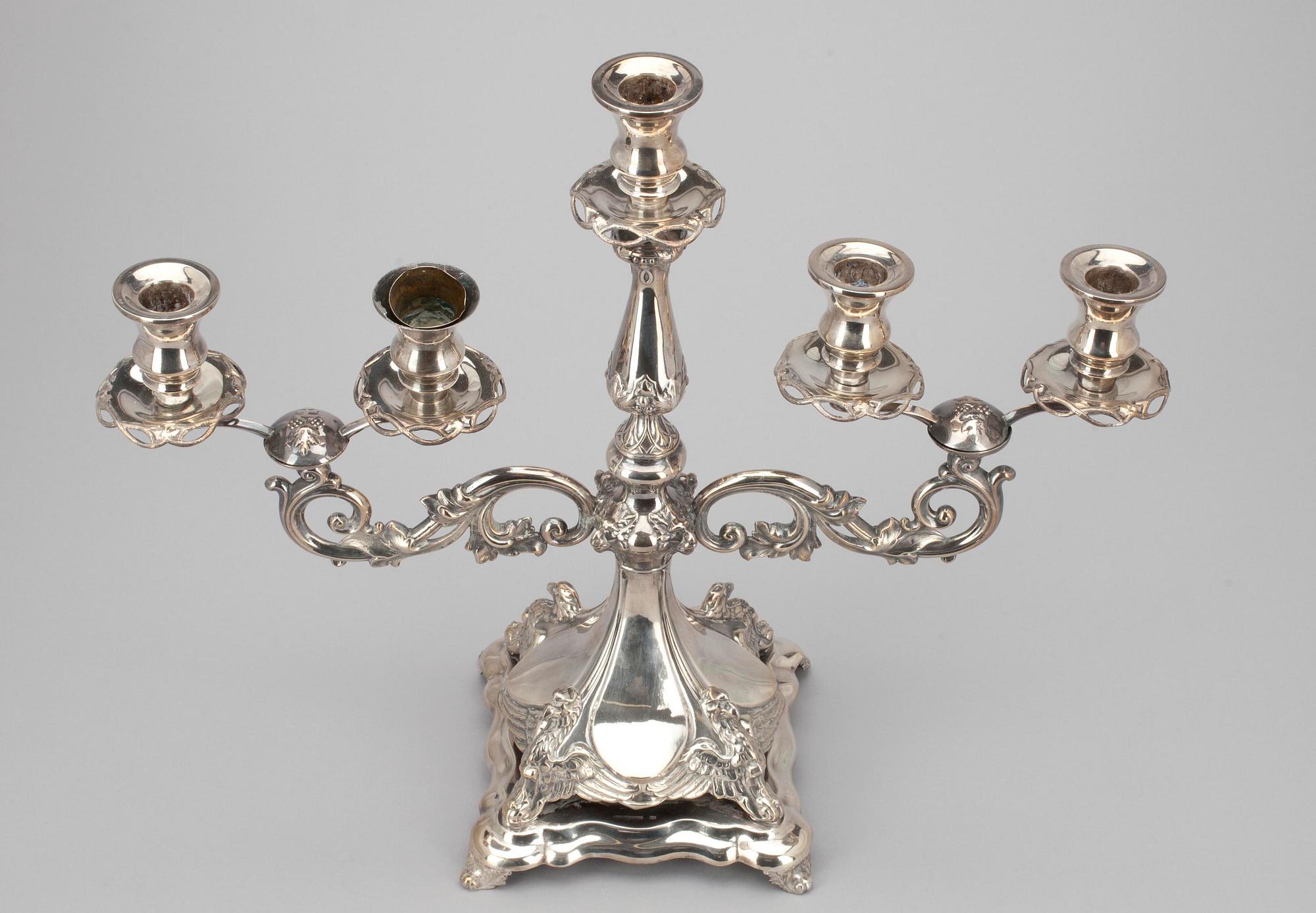 LJUSSTAKE, nysilver. W. Pettersson Åbo, början av 1900-talet.