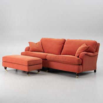 Sofa with footstool, Howard model, period.