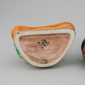Gunnar Nylund, five stoneware and creamware figurines, Rörstrand, Sweden mid 20th century.