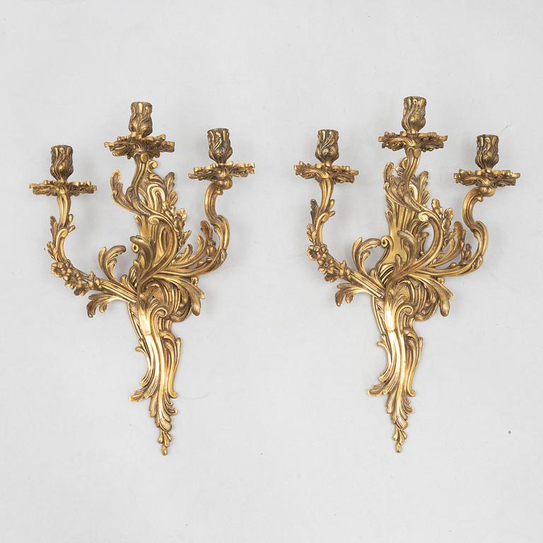 A pair of Rococo style wall appliques, circa 1900.