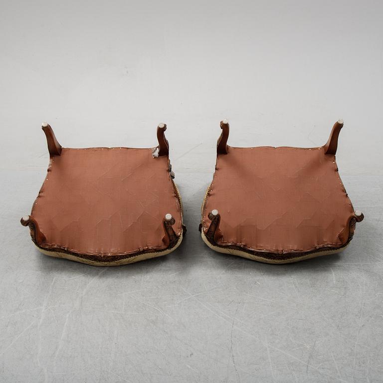 A pair of Louis XV style armchairs from early 20th Century.