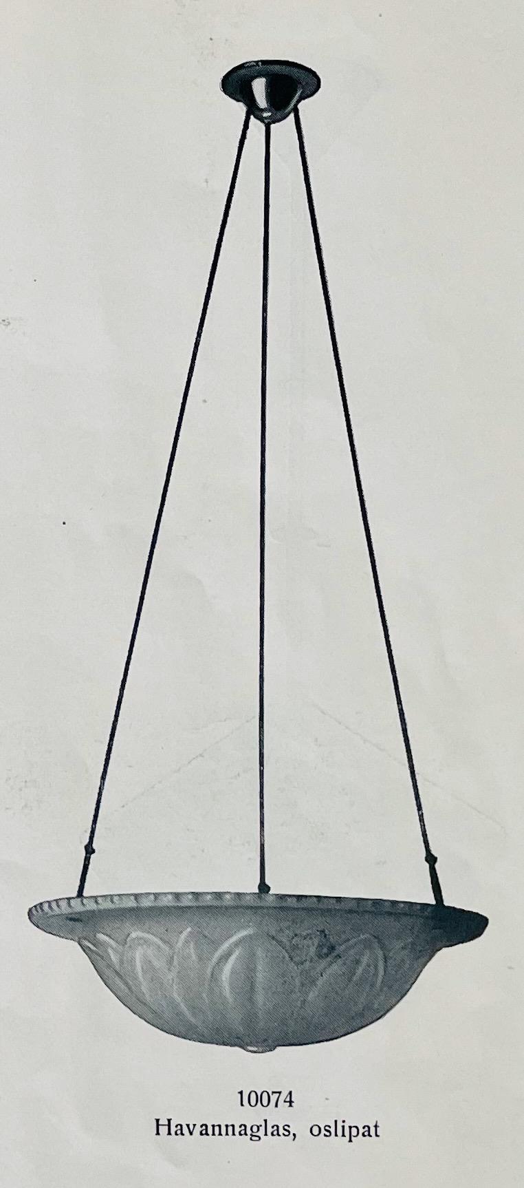 Harald Notini, taklampa, modell 10074, Arvid Böhlmarks Lampfabrik, Stockholm, 1920-tal.