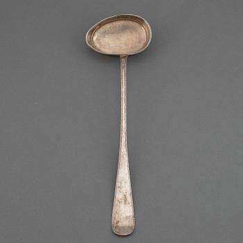 A Swedish 18th century silver soup-laddle, mark of Johan Lund, Gothenburg (1784-1789).