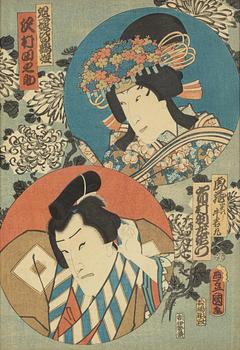 Utagawa Kunisada, a woodblock print in colours, mid 19th century.