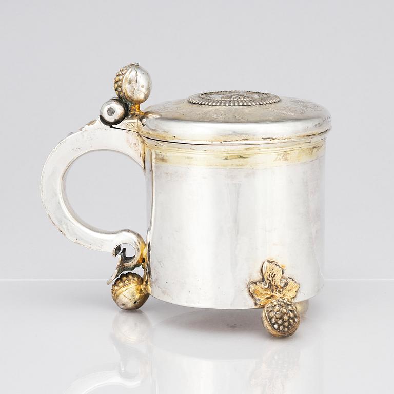 A Swedish 17th century parcel-gilt tankard, mark of Henrik Möller the elder, Stockholm (1645-1690) before 1689.