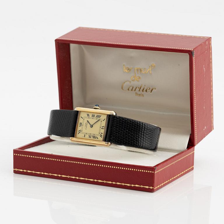 must de Cartier, Tank, wristwatch, 23.5 x 23 (30.5) mm.