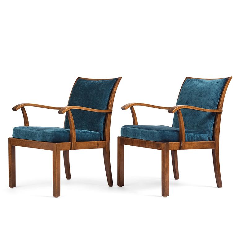 Axel Larsson, a pair of armchairs, Svenska Möbelfabrikerna Bodafors. This model was exhibited at the Stockholm Exhibition 1930.