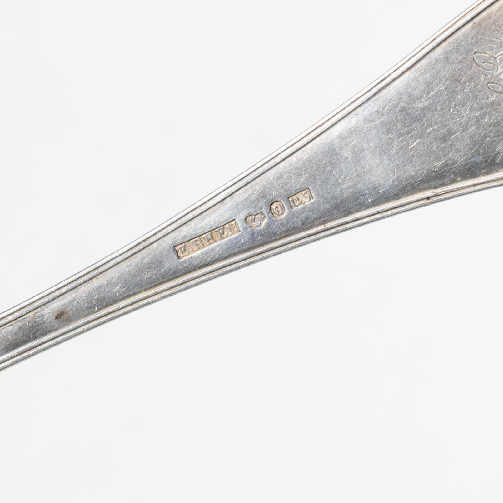 Matskedar, 8 st, silver, modell "Gammal Fransk", Sverige, bl a Edvard Rhen, Örnsköldsvik 1882.