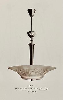 Edward Hald, a ceiling lamp, Orrefors, 1930s.