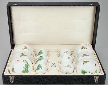 MOCKAKOPPAR,  6 st, porslin, Meissen, 1900-tal.