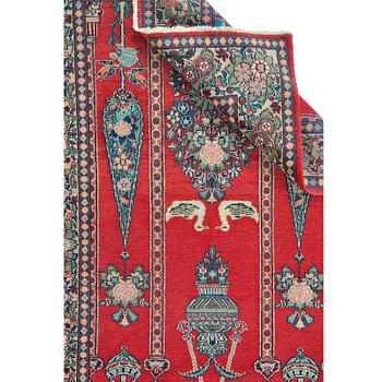 A rug, semi-antique Kashan/Sarouk, ca 210 x 132 cm. figural.