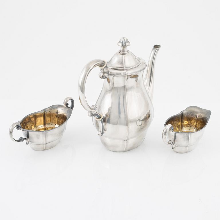 Kaffeservis, 3 delar, silver, Svedboms Vetlanda, 1937.