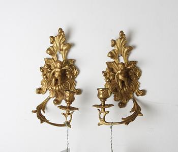APPLIQUER, två par, Louis XVI-stil, mässing resp rokokostil.