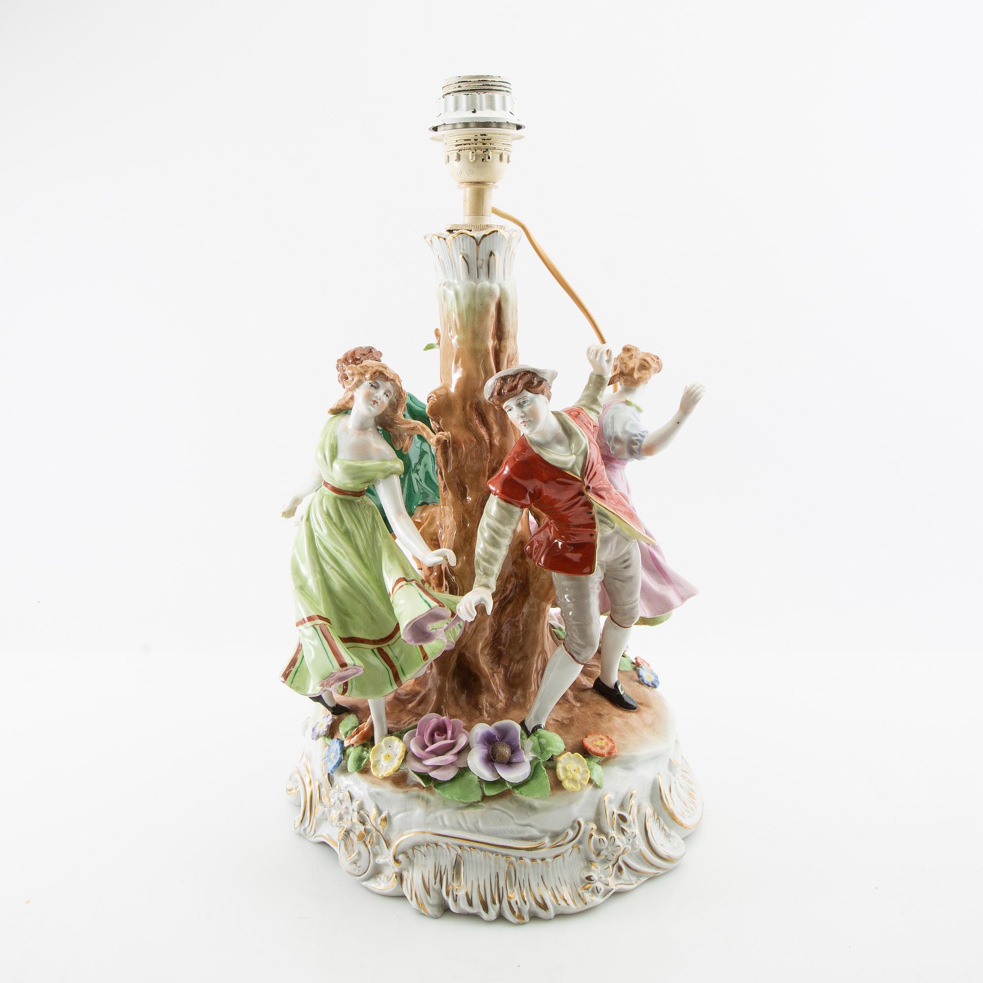 Table lamp Plaue Germany 20th century, mid/second half porcelain.