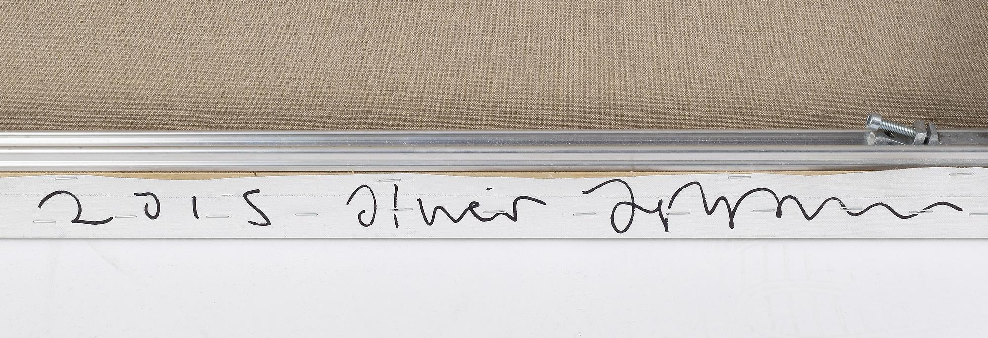 Oliver Osborne, silkscreen and acrylic on linen. Signead and dated 2015 on verso.