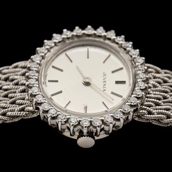 DAMARMBANDSUR, 18k vitguld med 32 briljantslipade diamanter, tot ca 0.96 ct, Juvenia, Schweiz, 1900-tal. Vikt 50 g.