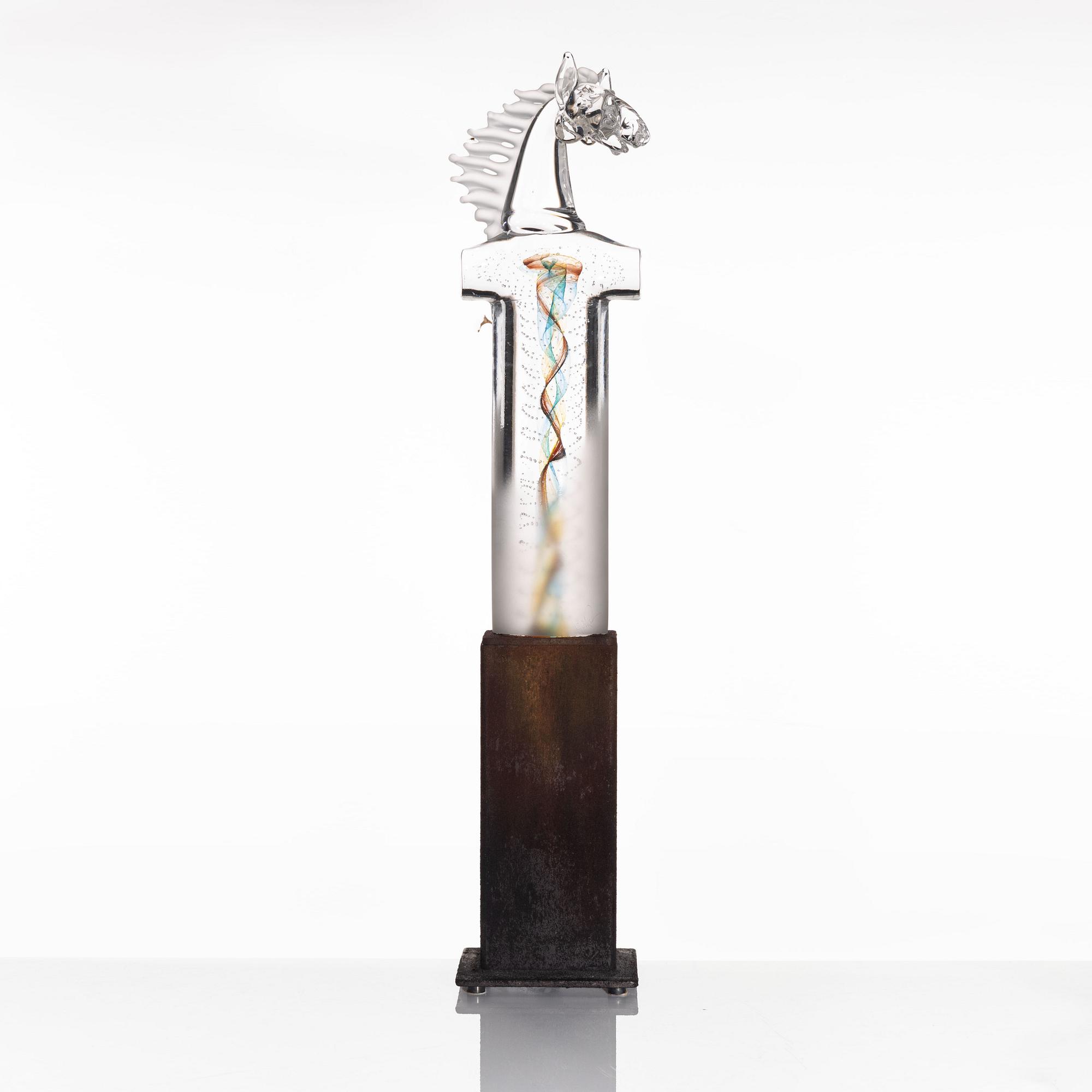 Kjell Engman, a glass sculpture of a horse, Kosta Boda Unique.