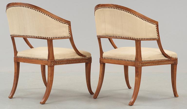 A pair of late Gustavian armchairs by E Ståhl, master 1794.