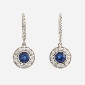 Earrings with sapphires and brilliant-cut diamonds.