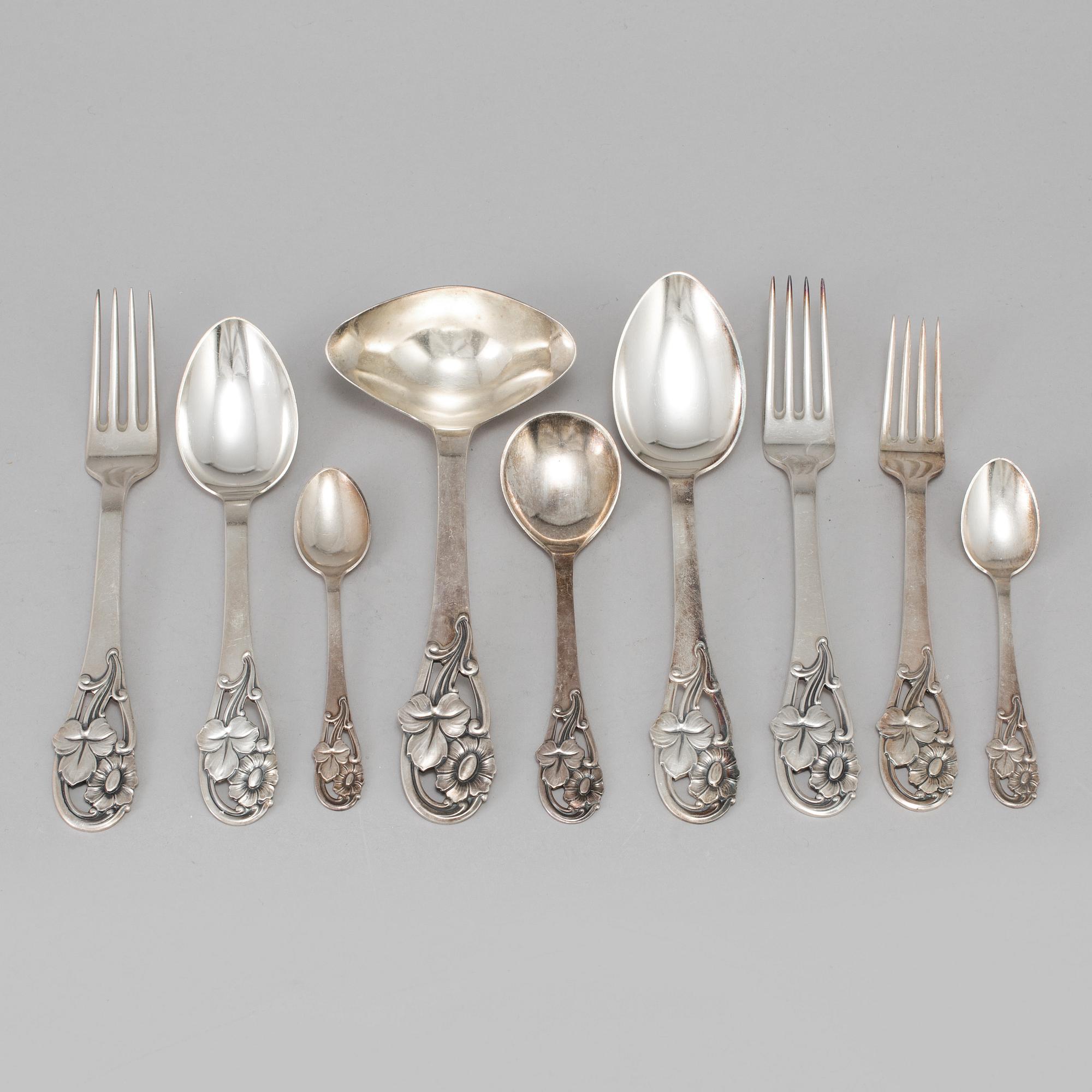 希少♦️シルバー フォーク ６本セット♦️刻印有り♦️デンマーク ヴィンテージ♦️王冠 a 57 piece silver plated service desigend by Johan Axel Prip