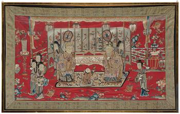 945. Panel, sidenbroderi. Qingdynastin, 1800-tal.