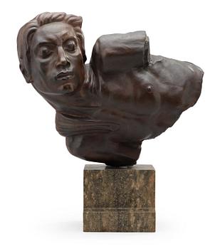 583. John Lundqvist, A John Lundqvist bronze sculpture of a youth, Stockholms Konstgjuteri, circa 1937-40, signed.