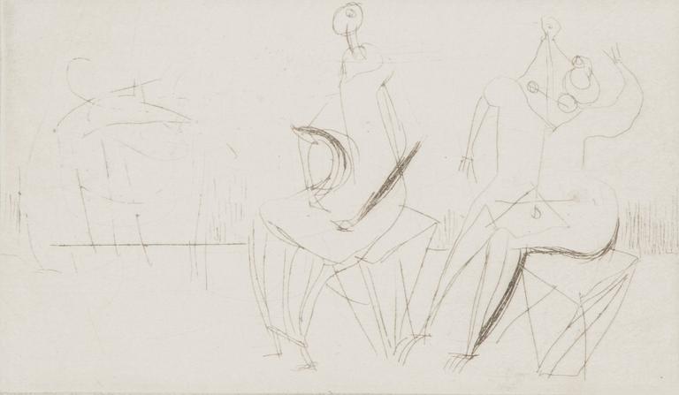 Henry Moore, 'Two Seated Figures'.