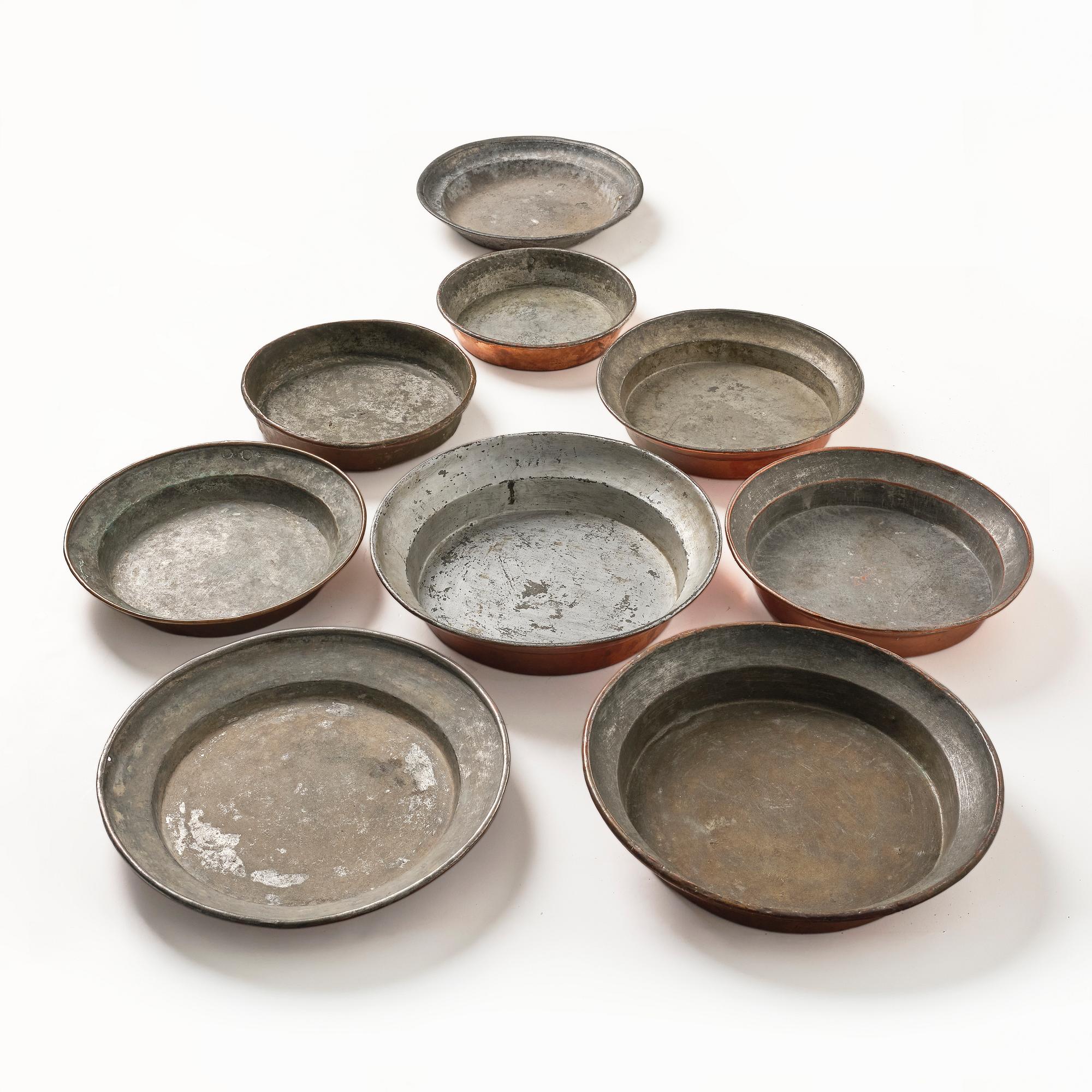 Kopparfat och formar, nio stycken, Sverige, 1800-tal.