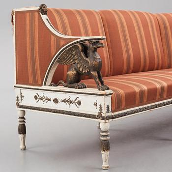 A late Gustavian sofa in the manner of E. Ståhl, late 18th century.
