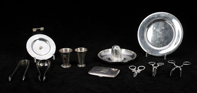 PARTI SILVER, 11 delar, bla Karl Anderson, Stockholm, 1903, tot vikt ca 486 g.