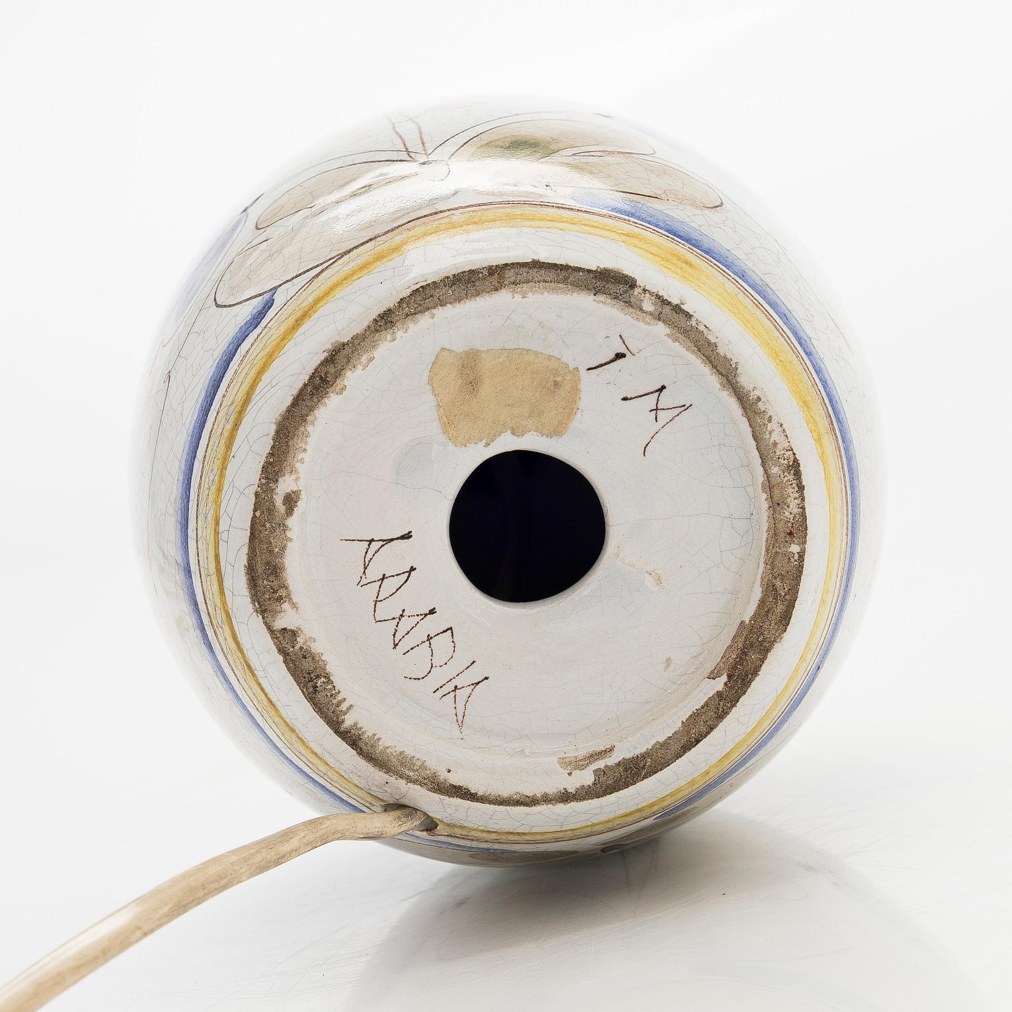 Toini Muona, a stoneware table lamp, signed TM Arabia.