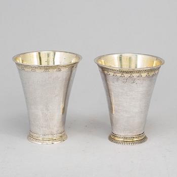 4 swedish silver beakers, 18th century.