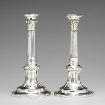 177. A pair of Swedish Gustavian silver candlesticks, mark of Johan Henrik Schvart, Karlskrona 1789.