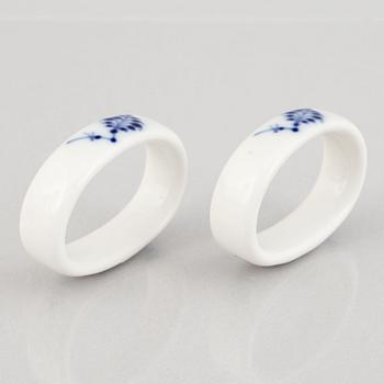 A set of six  'Blue Fluted Plain' porcelain napkin rings, Royal Copenhagen, 1923.