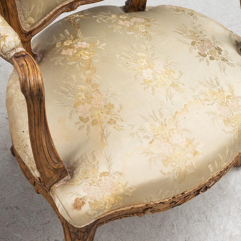 A Pair of Louis XV Beechwood Armchairs, 18th Century.