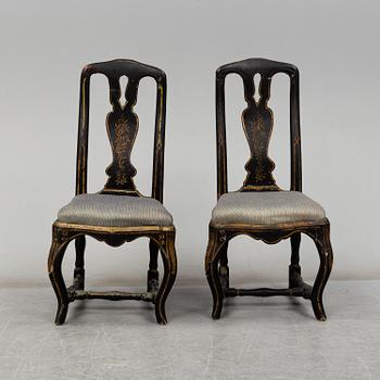 STOLAR, ett par, senbarock, 1700-tal.
