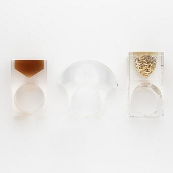 Siv Lagerström, three acrylic rings, 1970s.