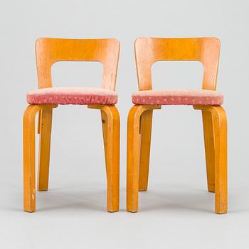 Alvar Aalto, a pair of  'A65' chairs for O.Y. Huonekalu- ja Rakennustyötehdas A.B. early 1940s.