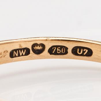 Sormus, 18K kultaa ja timantti n. 0.88 ct yht. Westerback, Helsinki 1973.