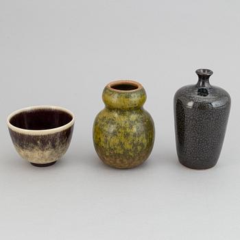 Rolf Palm, a set of two stoneware vases and a bowl, Mölle.