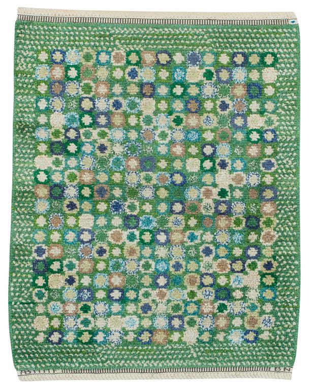 Barbro Nilsson, MATTA. "Bankrabatten grön". Flossa. 109 x 85,5 cm. Signerad AB MMF BN.