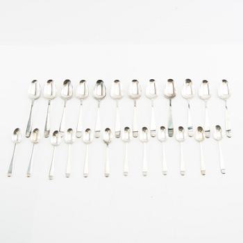 Spoons, 12 + 12, "Theresia", silver, MEMA, Lidköping, 1970s-1980s.