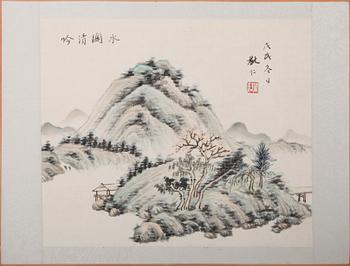 OKÄND KONSTNÄR, mapp med 10 st, gouacher, Japan/Kina, 1900-talets första hälft.