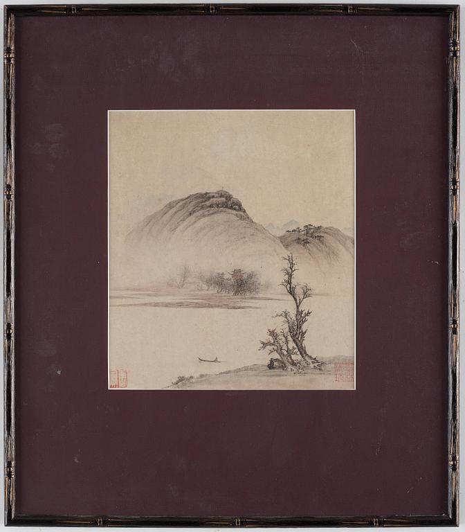 Two Chinese paintings, watercolour and ink on paper, Qing dynasty (1664-1912).