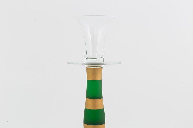 Anne Nilsson, five glass candlesticks, "Celeste", Orrefors.