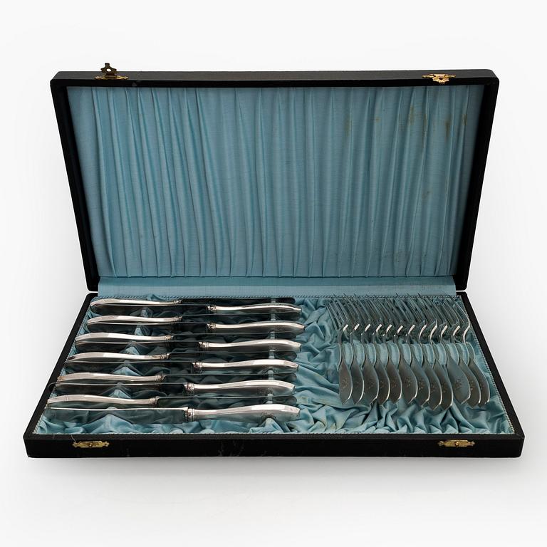 Bestickuppsättning, 24 dlr, silver Kultakeskus, Tavastehus 1939.