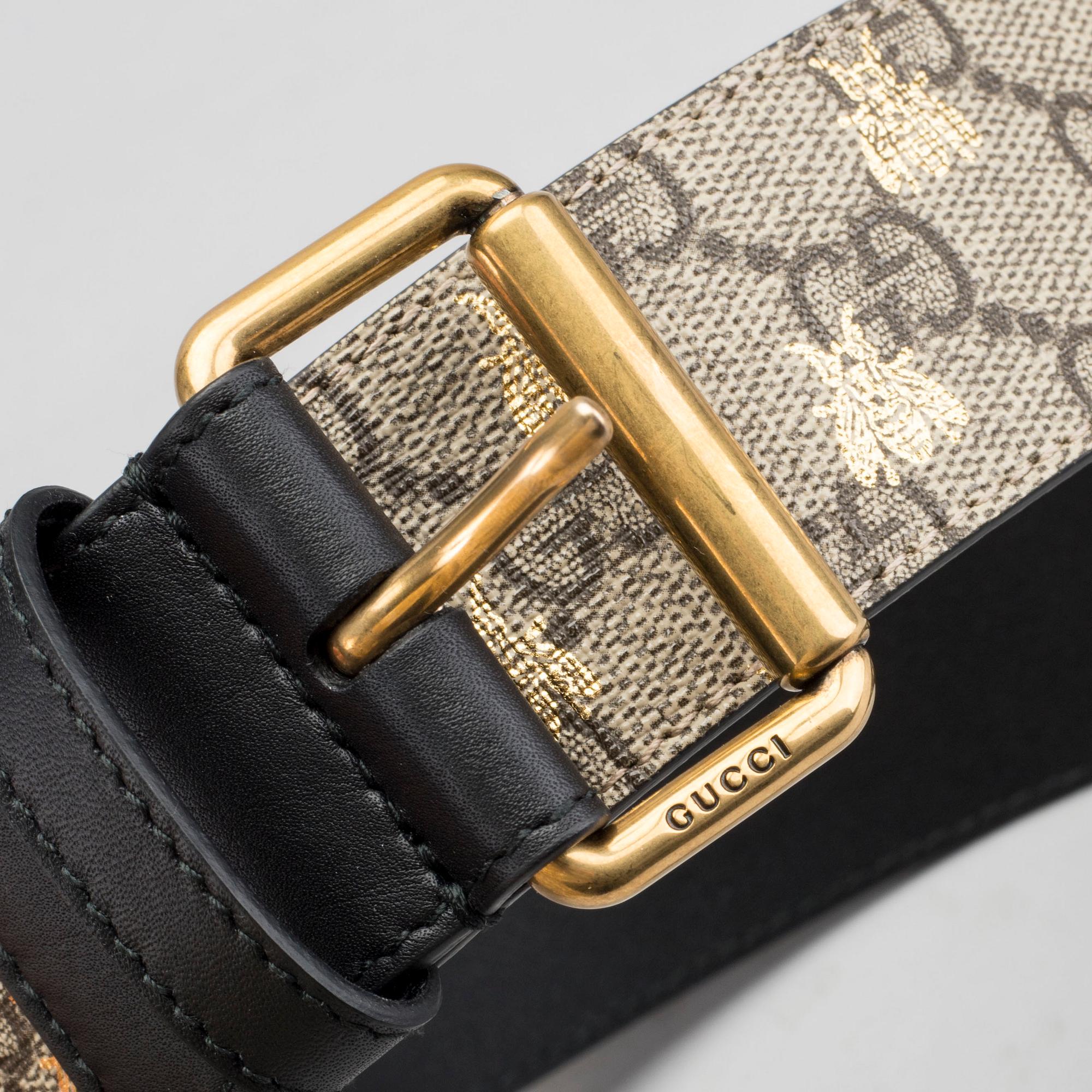 GUCCI, "Formal Squared Ggg Supreme Canvas Bee Belt", skärp.